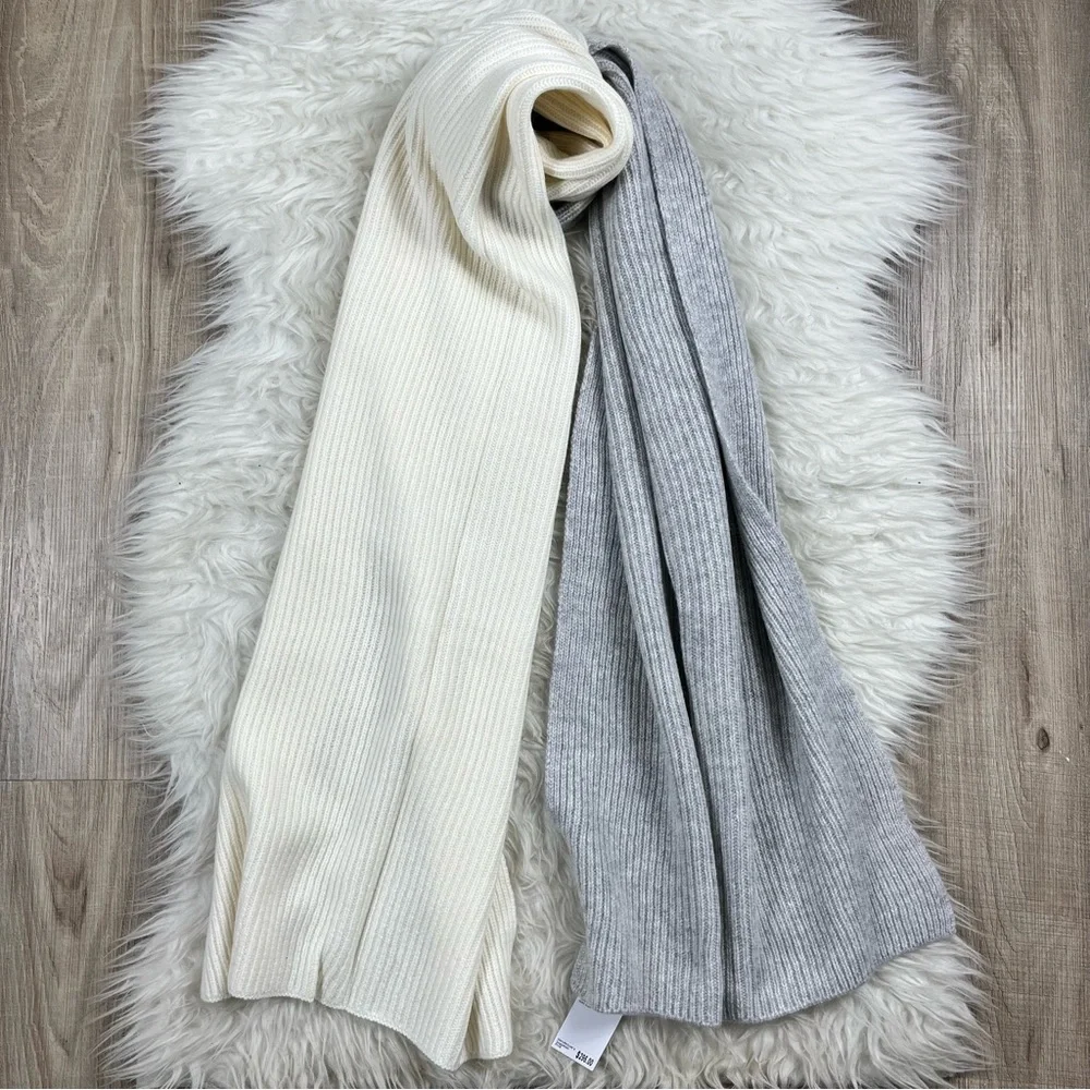 The Cashmere Project colorblock ribbed scarf 100% cashmere - Picture 1 of 5